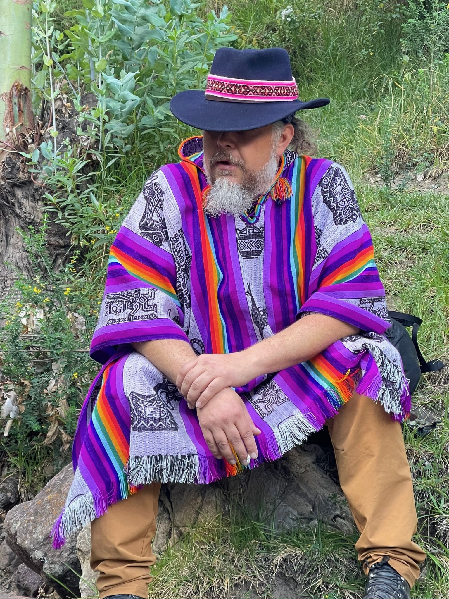 Andean residency, poncho and hat